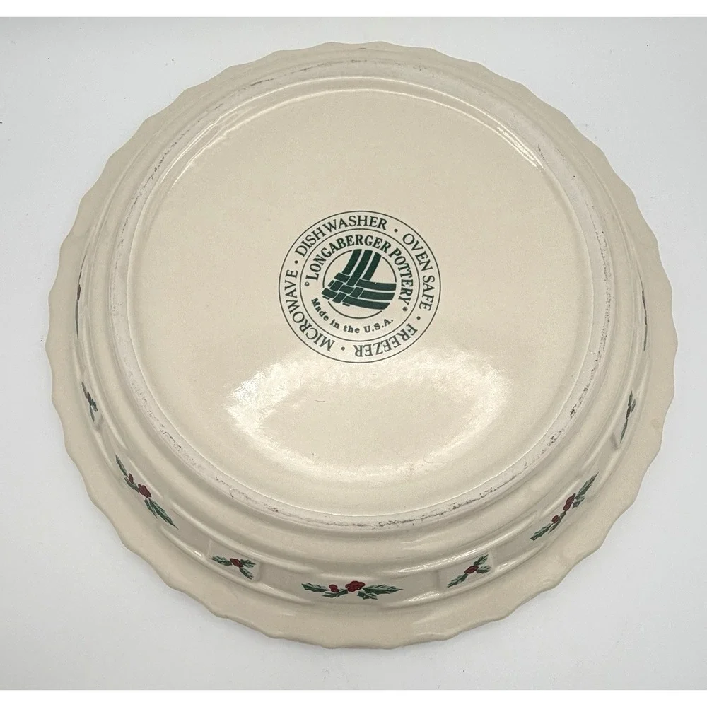 Longaberger Baskets Pie Plate Pottery Woven Traditions Christmas New 10